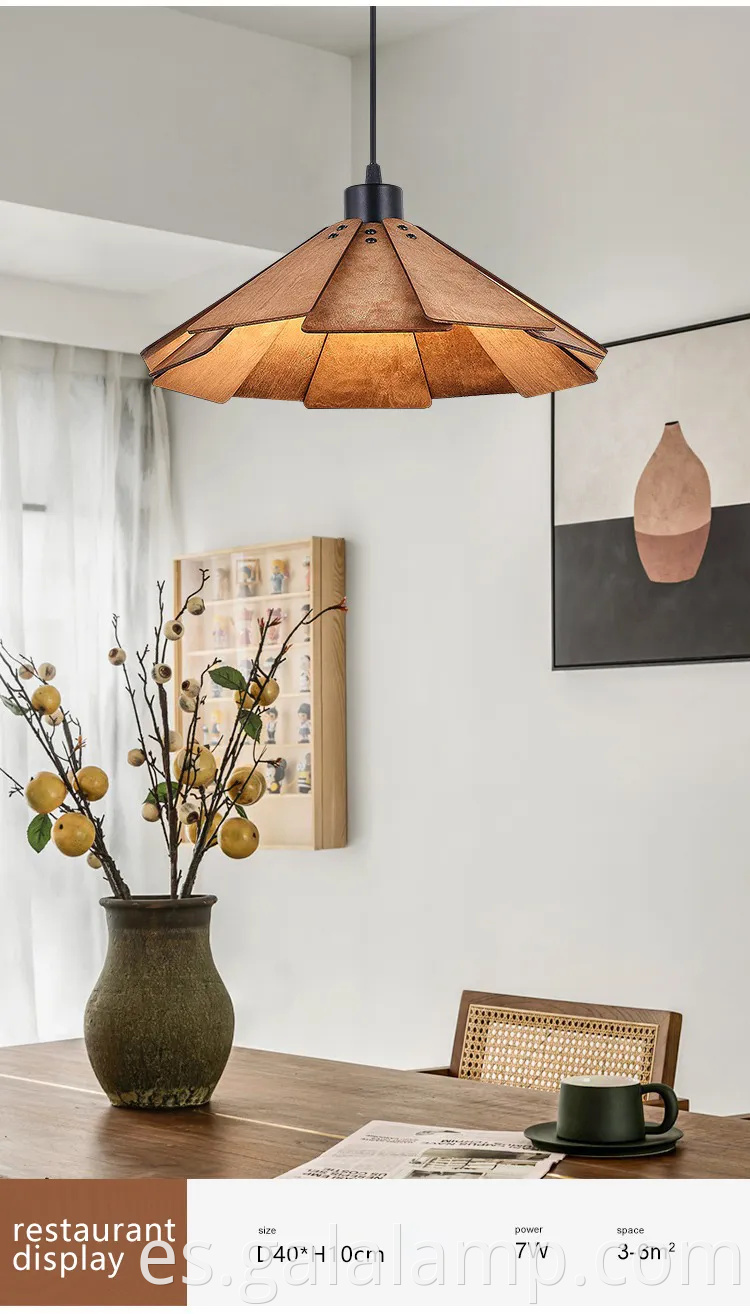 Elegante luz colgante de madera japonesa para salas de té